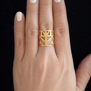 Gold plated brass lotus Ring -